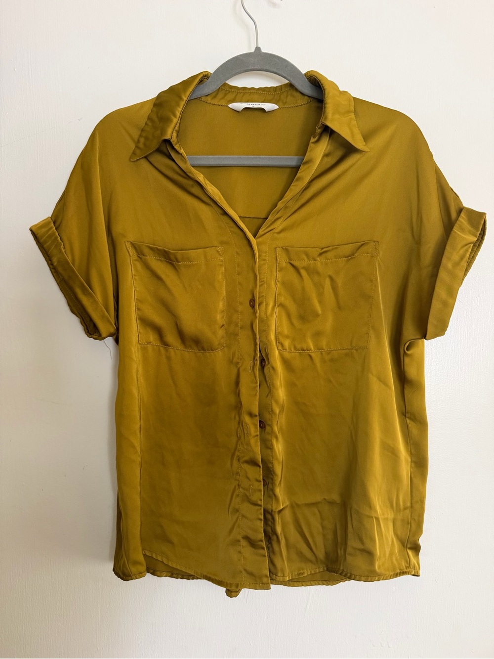 Commense Mustard Olive Neckline Blouse